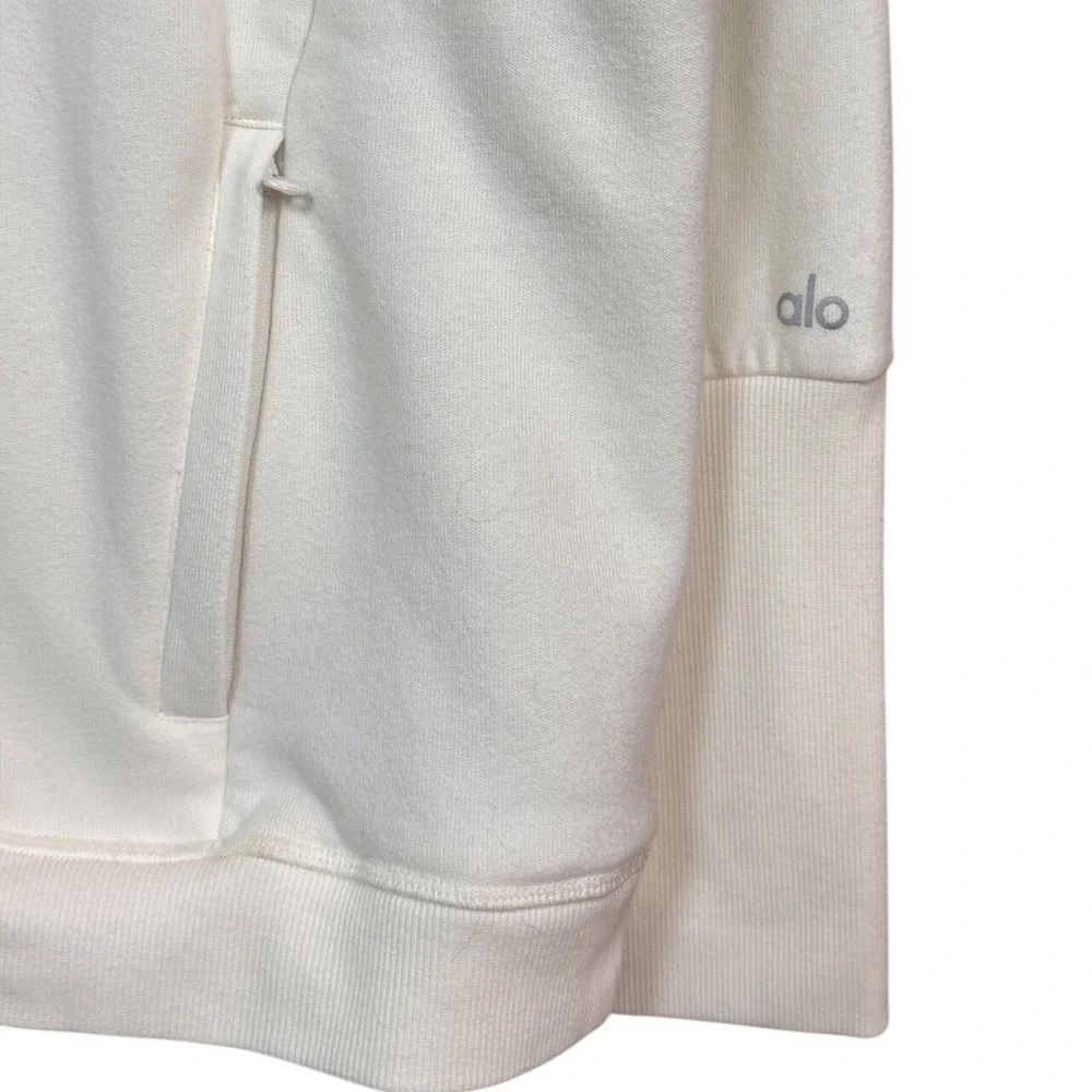 ALO YOGA Frost Faux Shearling Lined Hoodie, Beige, Size Large